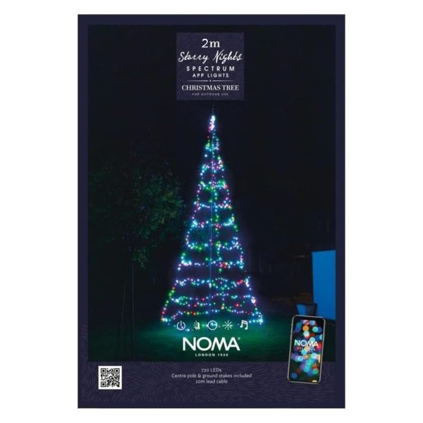 Joblot of Noma Starry Nights Spectrum 2m Outdoor Pole Christmas Tree: 216 Colour Changing LEDs Brand New