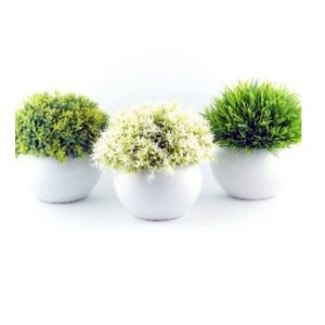 Job Lot of 3 Sets of Artificial Plants in Ceramic White Pots Brand New