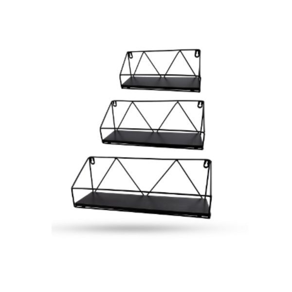 Job Lot of Wall Shelf Set of 3 | Black Wood & Metal | Brand New