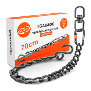 Wholesale Stock of Gakago Extension Chain as Hanging Chair Chain with S-Hook, Swivel and Carabiner -70 cm- Brand New