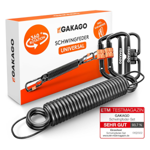 Wholesale Stock of Gakago Swing Spring Set with 360° Swivel, Safety Cable & 2 Screw Cap Carabiners Brand New