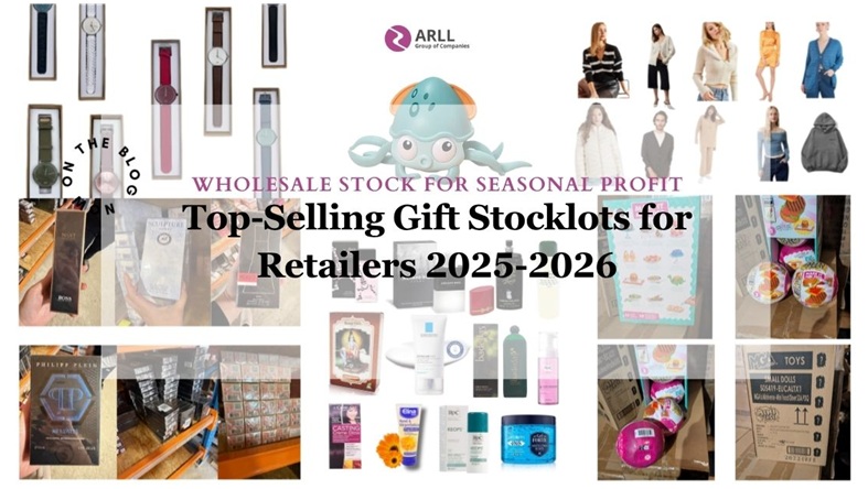 White and beige modern blog banner for wholesale gift stock and seasonal retail opportunities